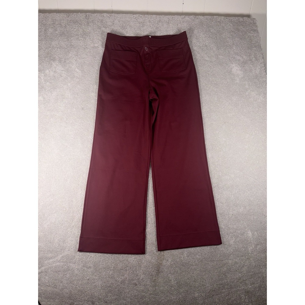 NWT Halara‎ Wide Leg Stretch Trousers Burgundy High Waist Smart Casual Size xl